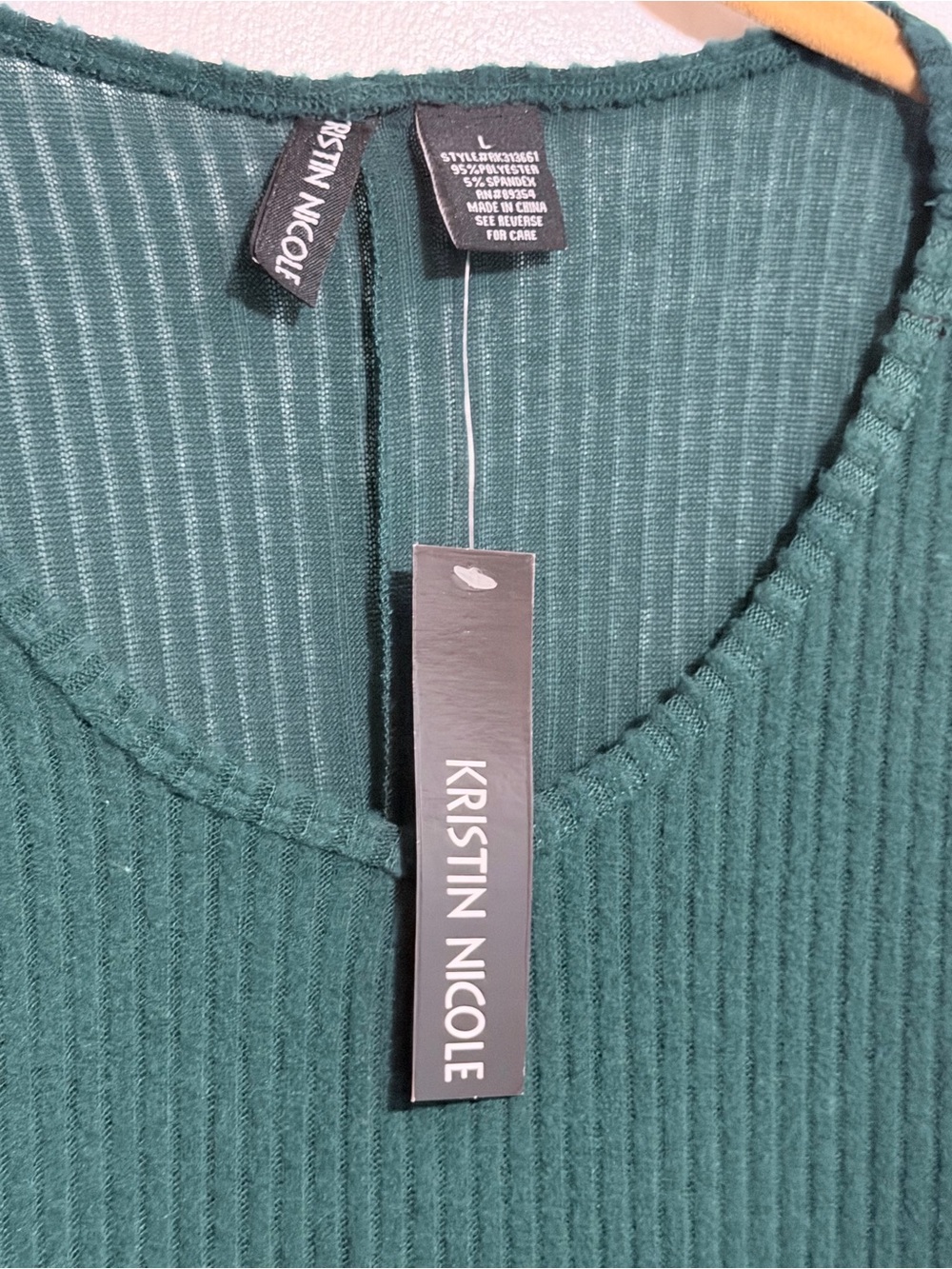 Kristin Nicole Forest Green Ribbed Long Sleeve Top - Picture 6 of 6